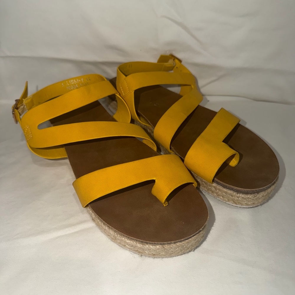 Women's Yellow Strappy Espadrille Sandals- size 41